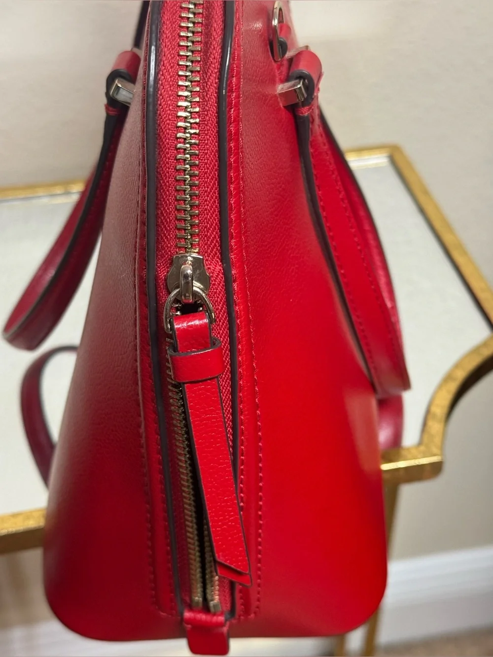 kate spade Red Dome-Shape Leather Tote - Picture 4 of 8